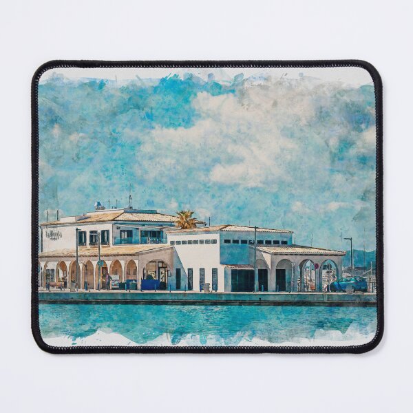 Item preview, Puerto Pollensa Marina La Llonja Restaurant Watercolour Effect designed and sold by GG WALL ART.