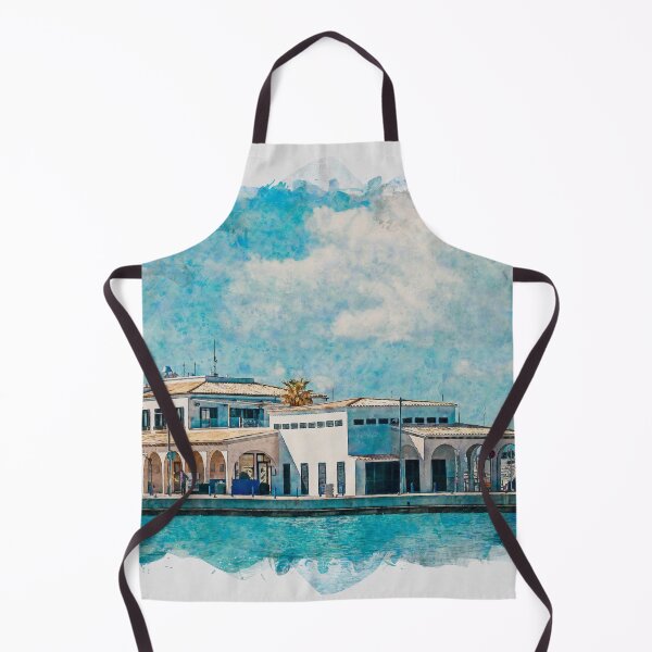Item preview, Puerto Pollensa Marina La Llonja Restaurant Watercolour Effect designed and sold by GG WALL ART.