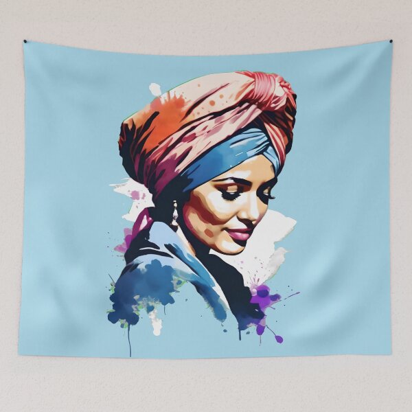 Item preview, Turbaned Lady Watercolor Portrait designed and sold by agaksiazek.