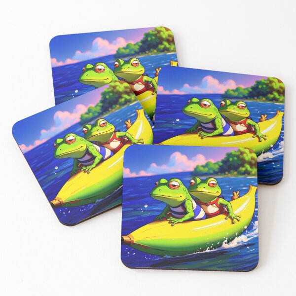 Item preview, Frogs on Banana boat designed and sold by RoseAIArtRhythm.