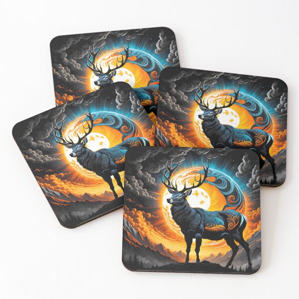 Item preview, Deer Against a Swirling Sun, Ai Generated Art  designed and sold by ACC .