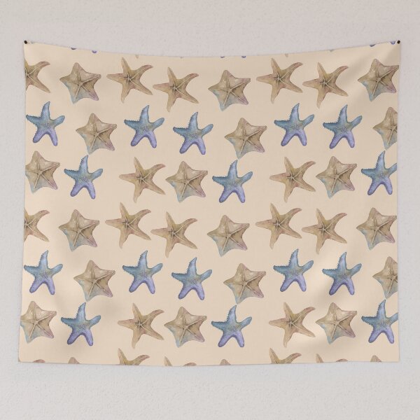 Item preview, Seamless pattern with starfish on a beige background designed and sold by Oleksandra Yurchenko.