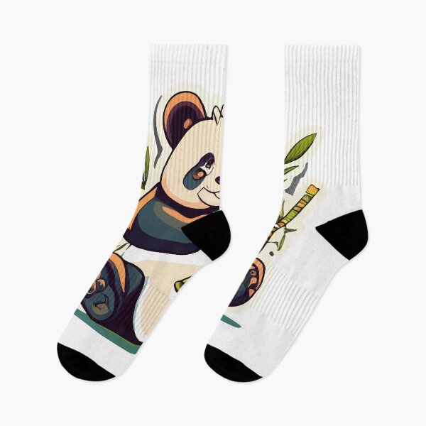 Item preview, Playful Panda Munching Bamboo Cartoon designed and sold by NiftyWrx.