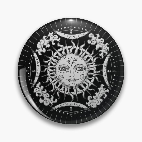 Item preview, Monochrome Mystic sun with face designed and sold by MonochromeEcho.
