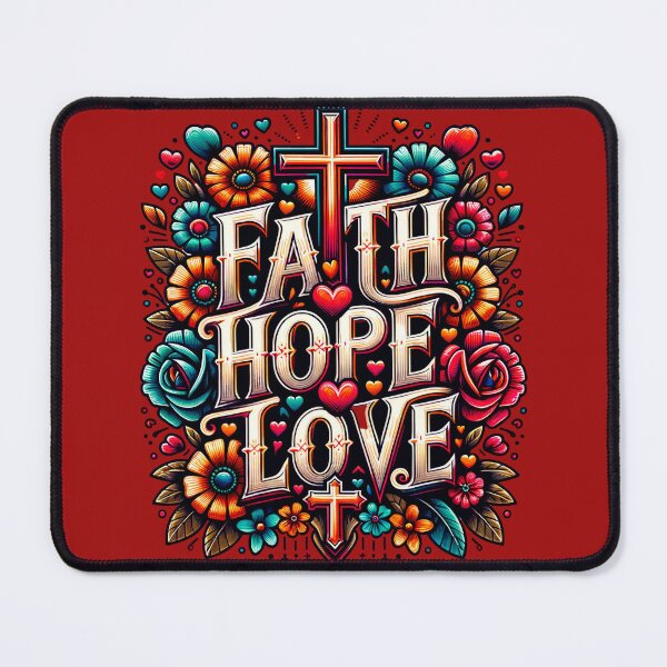 Item preview, Faith Hope Love Design - Inspirational Words on Floral, Heart & Cross Background, Faith-Based Decor, Inspirational Quote Art, Unique Thoughtful Gifts designed and sold by ATSCreationsZA.