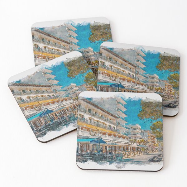 Item preview, Puerto Pollensa Mallorca Hotel Miramar Watercolour Effect designed and sold by GG WALL ART.