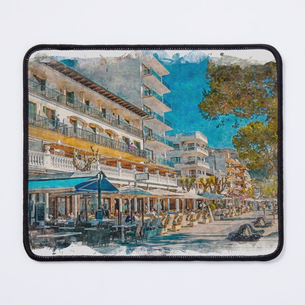 Item preview, Puerto Pollensa Mallorca Hotel Miramar Watercolour Effect designed and sold by GG WALL ART.
