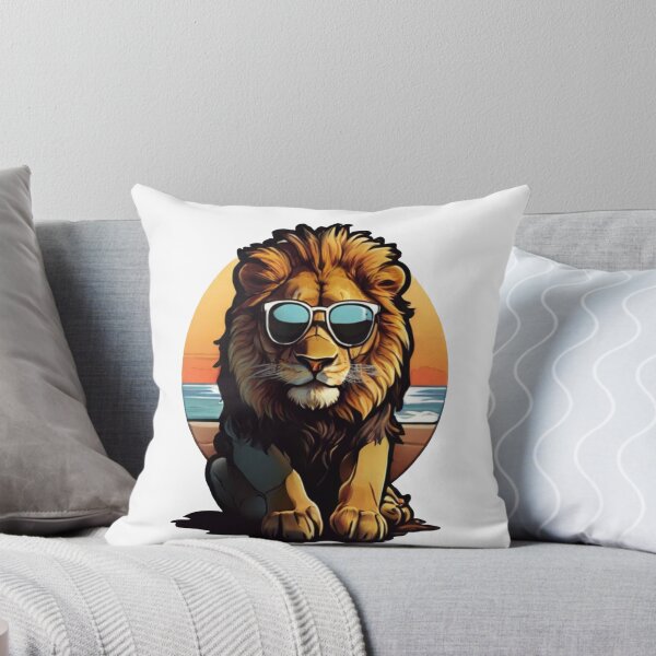 Item preview, león con gafas de sol en la playa designed and sold by Karaz's Animal Kingdom.