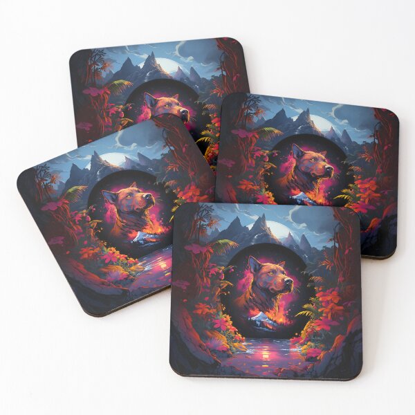 Item preview, Dog's flower oasis under the sunset designed and sold by Woof-WoofSK.