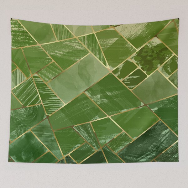 Item preview, Green Geode, Stained Glass Mosaic with Veins of Liquid Gold designed and sold by NoaaDesign.