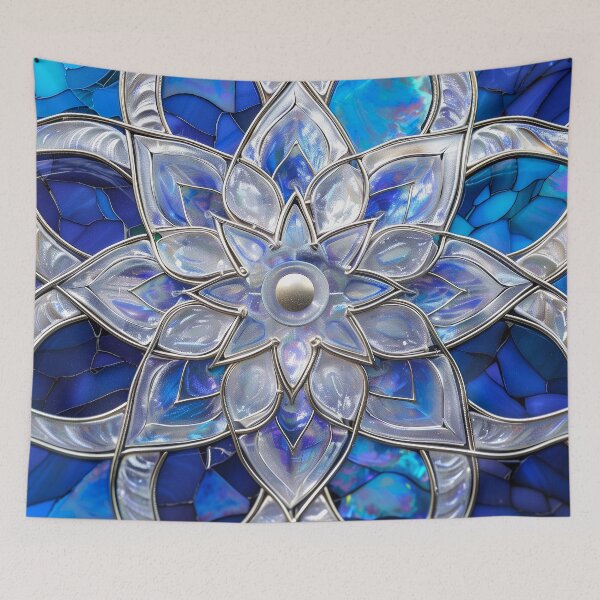 Item preview, White and blue opal mandala designed and sold by Fantasyplus.
