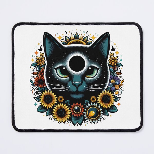 Item preview, Cat Surrounded With Floral Watching The Eclipse designed and sold by thespecialtyhub.