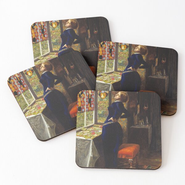 Item preview, Woman in blue at the window Pre Raphaelite art by Dante Rosetti designed and sold by Vintage Designs +.