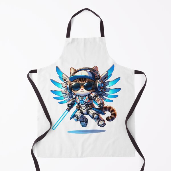 Item preview, Cute Tabby Cat with headphones : Wearing robot armor and holding a beam sword designed and sold by perfect-radius.