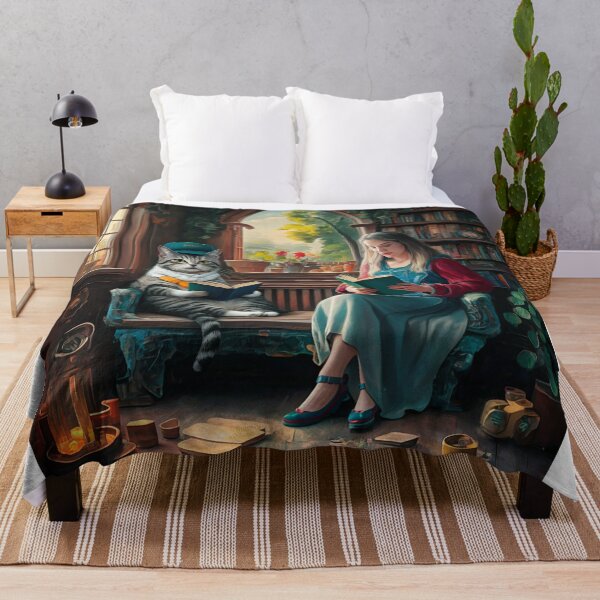 Item preview, "WOMAN READING CAT". Panting of a woman Reading with cat designed and sold by Obinne.