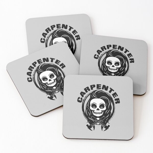 Item preview, Female Carpenter Skull and Hammers Crossed Tools Black Logo designed and sold by Nuletto.