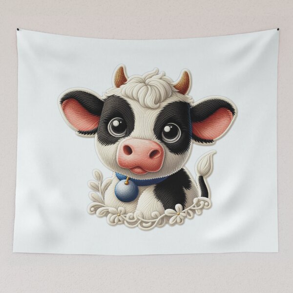 Item preview, Floral Baby Cow - Embroidered and Unique designed and sold by Gamegiftscustom.