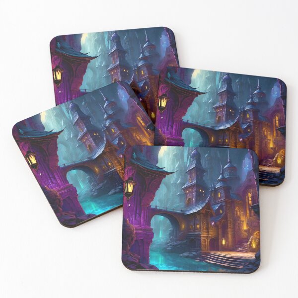 Item preview, Underdround River and Dark Elf Outpost - Fantasy RPG Art designed and sold by Delerat7.