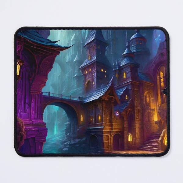 Item preview, Underdround River and Dark Elf Outpost - Fantasy RPG Art designed and sold by Delerat7.