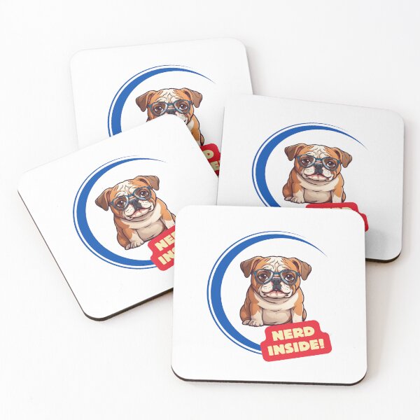 Item preview, English bulldog wearing eyeglasses - Nerd Inside designed and sold by PetPeeveDesigns.