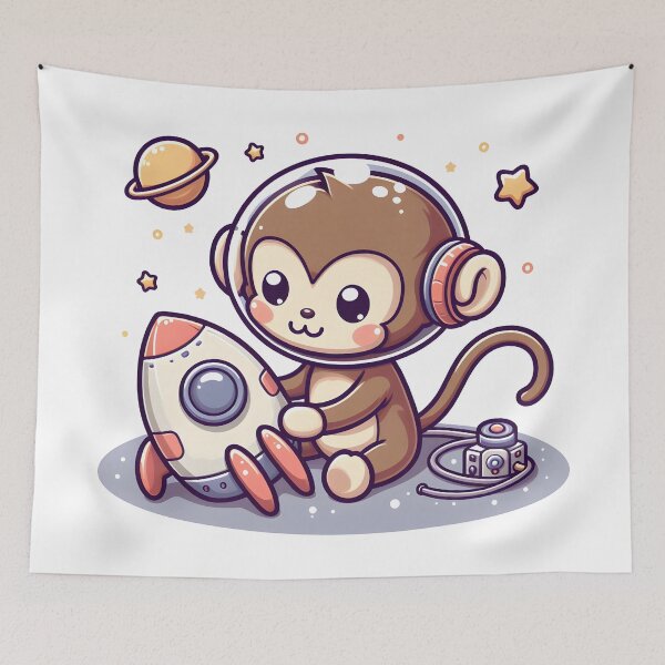 Item preview, Kawaii Monkey With Astronaut Helmet designed and sold by CanvasCutie.
