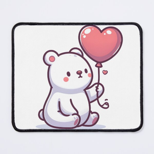 Item preview, Kawaii Polar Bear With Heart Balloon designed and sold by CanvasCutie.
