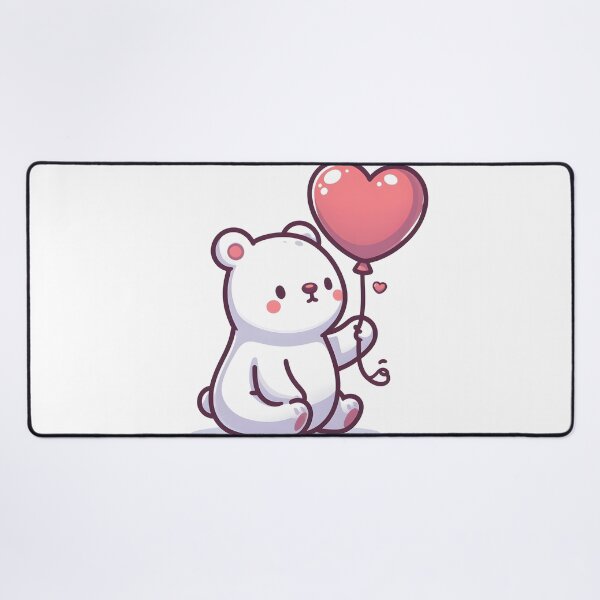 Item preview, Kawaii Polar Bear With Heart Balloon designed and sold by CanvasCutie.