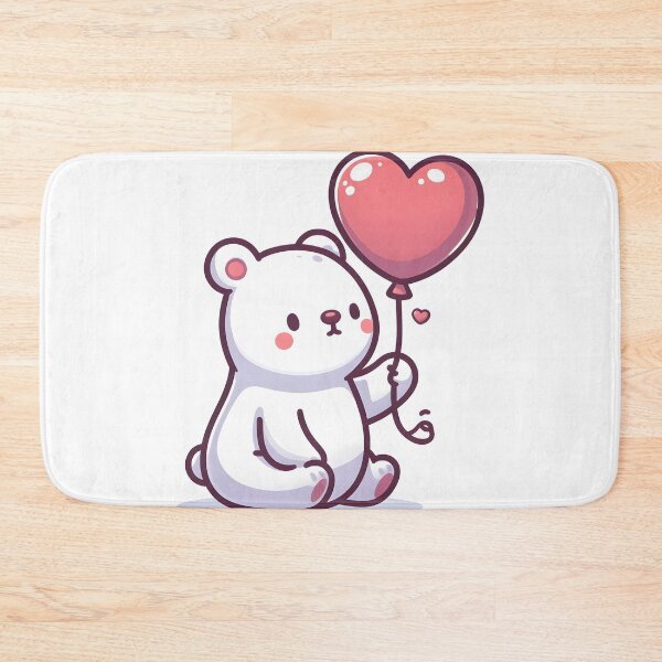 Item preview, Kawaii Polar Bear With Heart Balloon designed and sold by CanvasCutie.