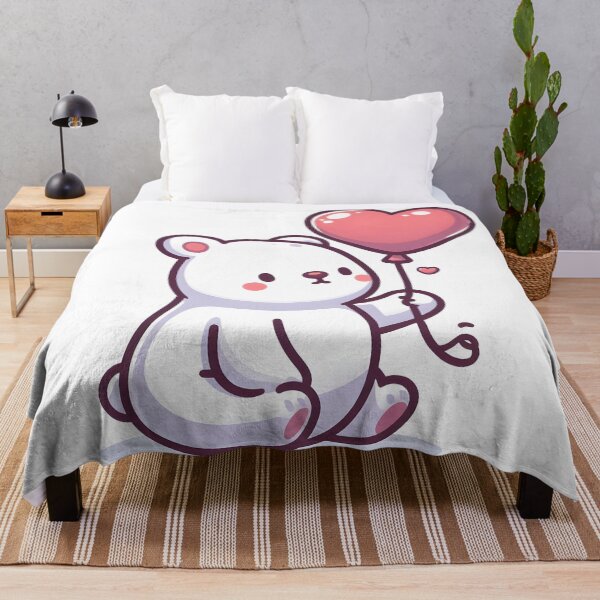 Item preview, Kawaii Polar Bear With Heart Balloon designed and sold by CanvasCutie.