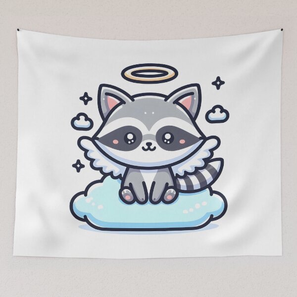 Item preview, Kawaii Raccoon With Angel Wings designed and sold by CanvasCutie.