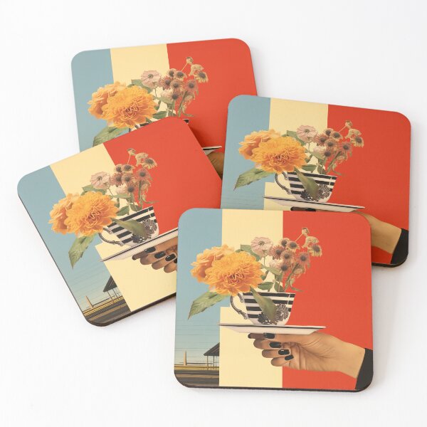 Item preview, Mea Cupa - Mid Century Modern Art Collage with Flowers and Tea Cup designed and sold by Offset Vinyl Film.