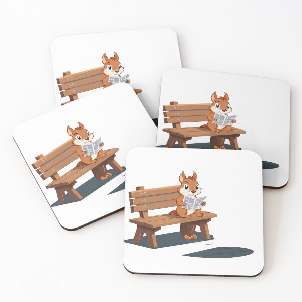 Item preview, Squirrel Reading Newspaper in Bench designed and sold by omerfdln34.