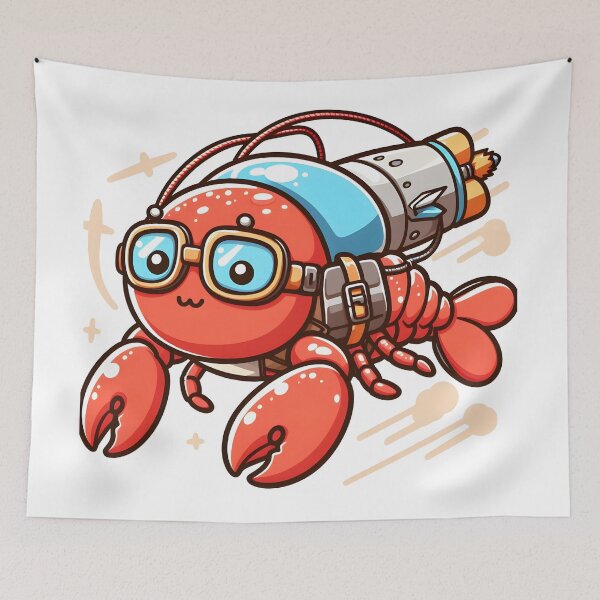 Item preview, Langosta Kawaii Con Jetpack designed and sold by CanvasCutie.