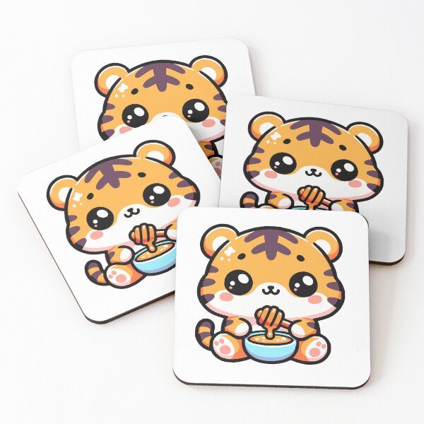 Item preview, Kawaii Tiger Cub Eating Honey designed and sold by PeelZinc.