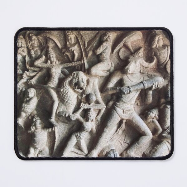 Item preview, Durga mata al demonio búfalo en un bajo relieve en Mahabalipuram designed and sold by ColourfulNomad.