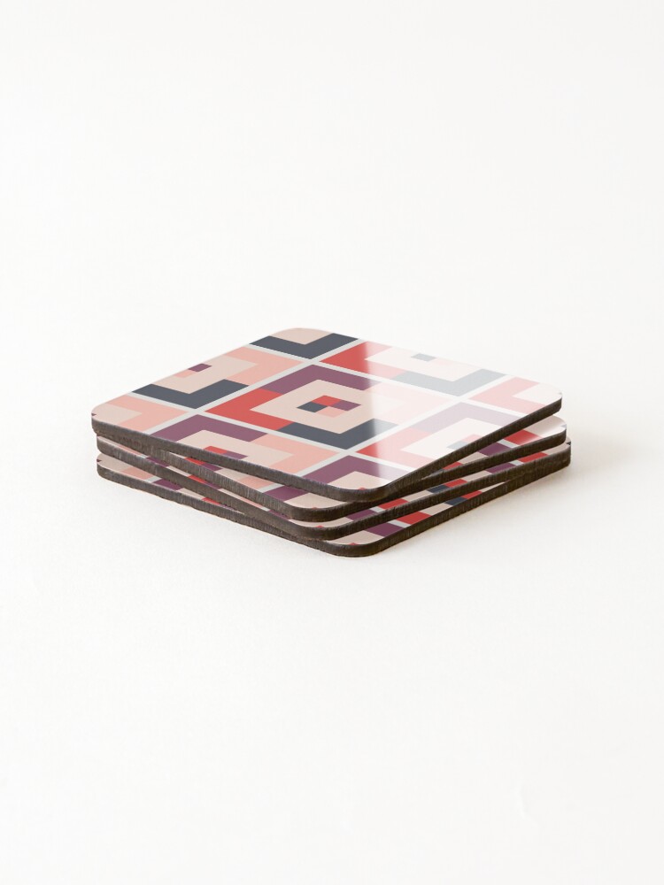 Thumbnail 4 of 5, Coasters (Set of 4), Square Pattern designed and sold by kallyfactory.