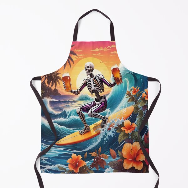 Item preview, Surfing Skeleton Sipping a Beer on a Wave designed and sold by NariDietrich.