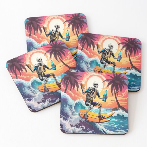 Item preview, Surfing Skeleton Sipping a Beer on a Wave designed and sold by NariDietrich.