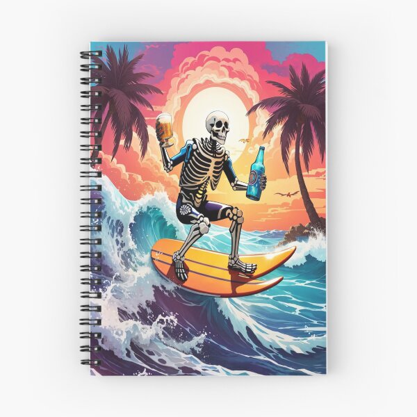 Item preview, Surfing Skeleton Sipping a Beer on a Wave designed and sold by NariDietrich.