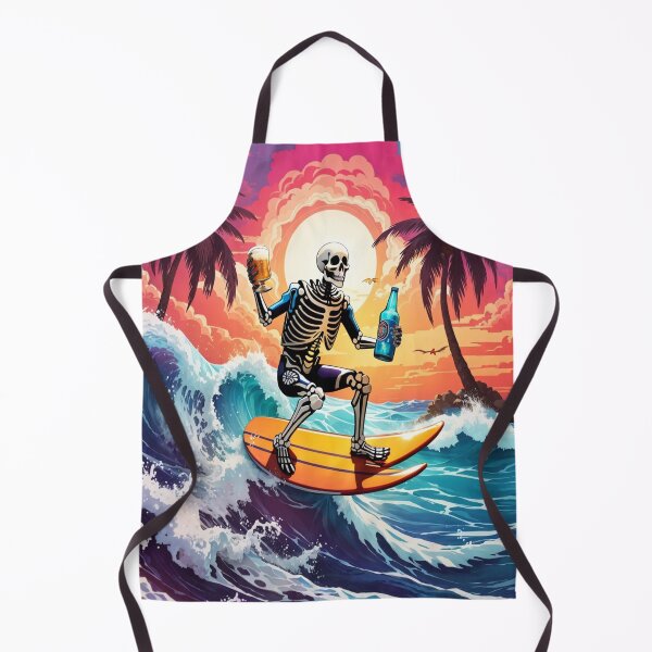 Item preview, Surfing Skeleton Sipping a Beer on a Wave designed and sold by NariDietrich.