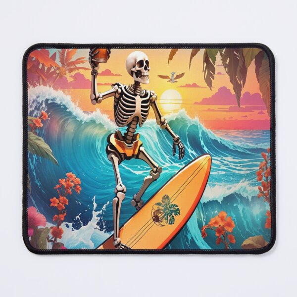 Item preview, Surfing Skeleton Sipping a Beer on a Wave designed and sold by NariDietrich.