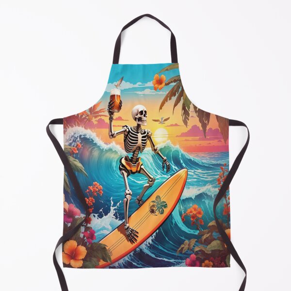 Item preview, Surfing Skeleton Sipping a Beer on a Wave designed and sold by NariDietrich.