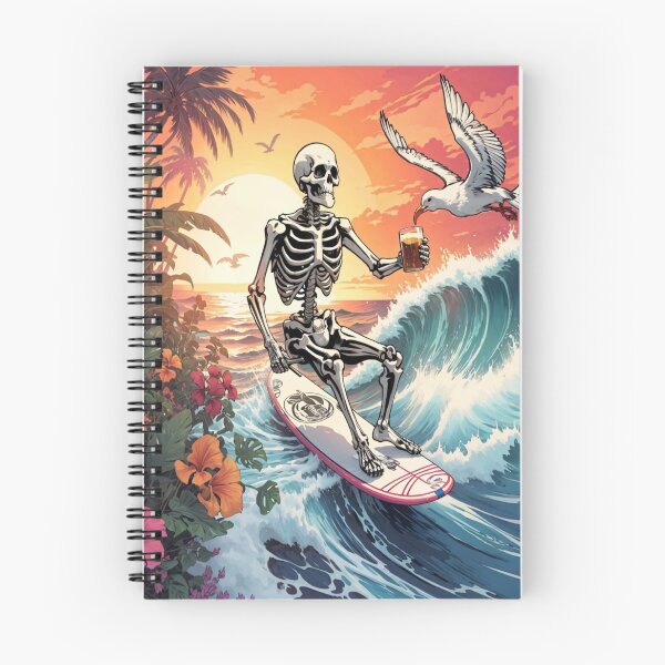 Item preview, Surfing Skeleton Sipping a Beer on a Wave designed and sold by NariDietrich.