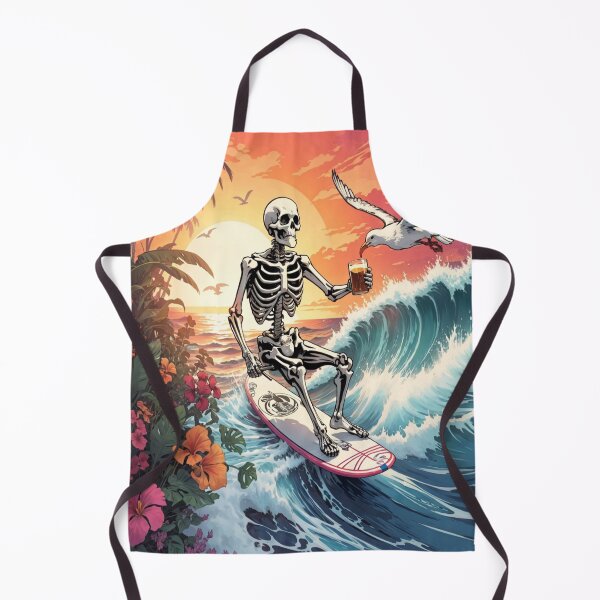 Item preview, Surfing Skeleton Sipping a Beer on a Wave designed and sold by NariDietrich.