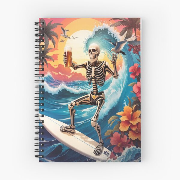 Item preview, Surfing Skeleton Sipping a Beer on a Wave designed and sold by NariDietrich.