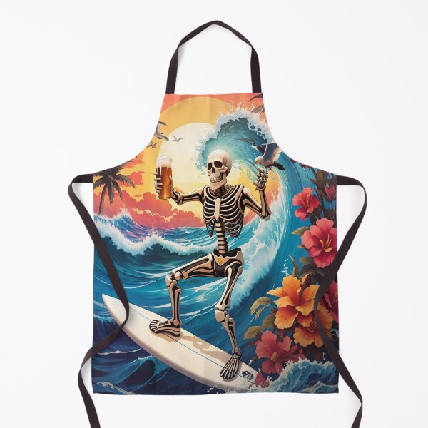 Item preview, Surfing Skeleton Sipping a Beer on a Wave designed and sold by NariDietrich.