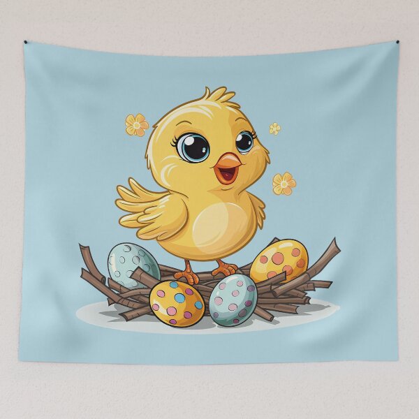 Item preview, Yellow Bird on Nest of Easter Eggs designed and sold by LarkspurAndTea.