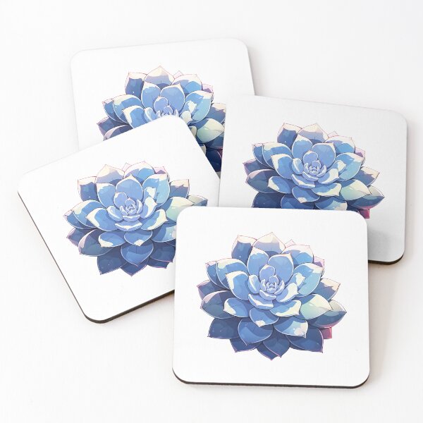 Item preview, Cute Kawaii Beautiful Succulent Flower in Blue and Purple Accents designed and sold by CozyKawaiiArt.