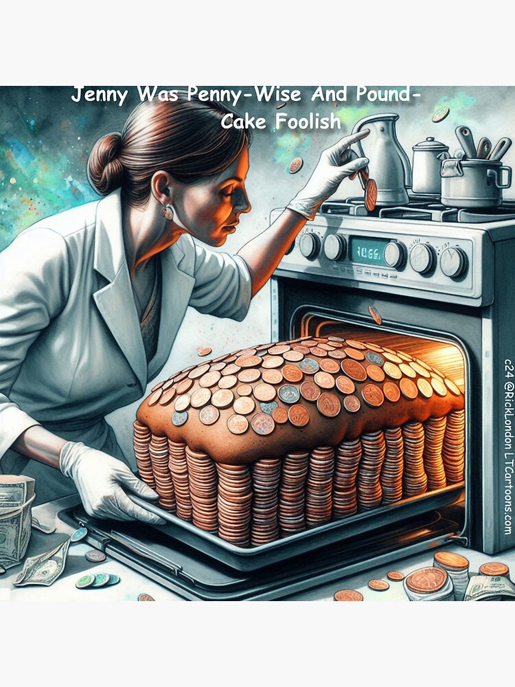 Thumbnail 3 of 3, Sticker, Penny Wise Poundcake Foolish designed and sold by ltcartoons.