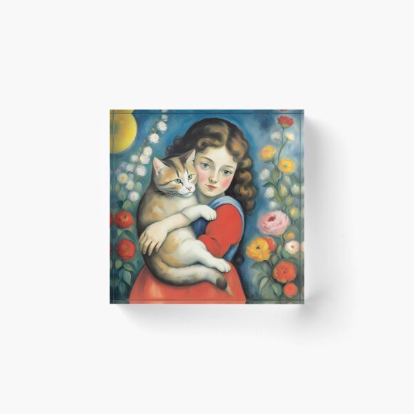 Item preview, The Girl With Her Cat  designed and sold by Owl-o-the-wisp.
